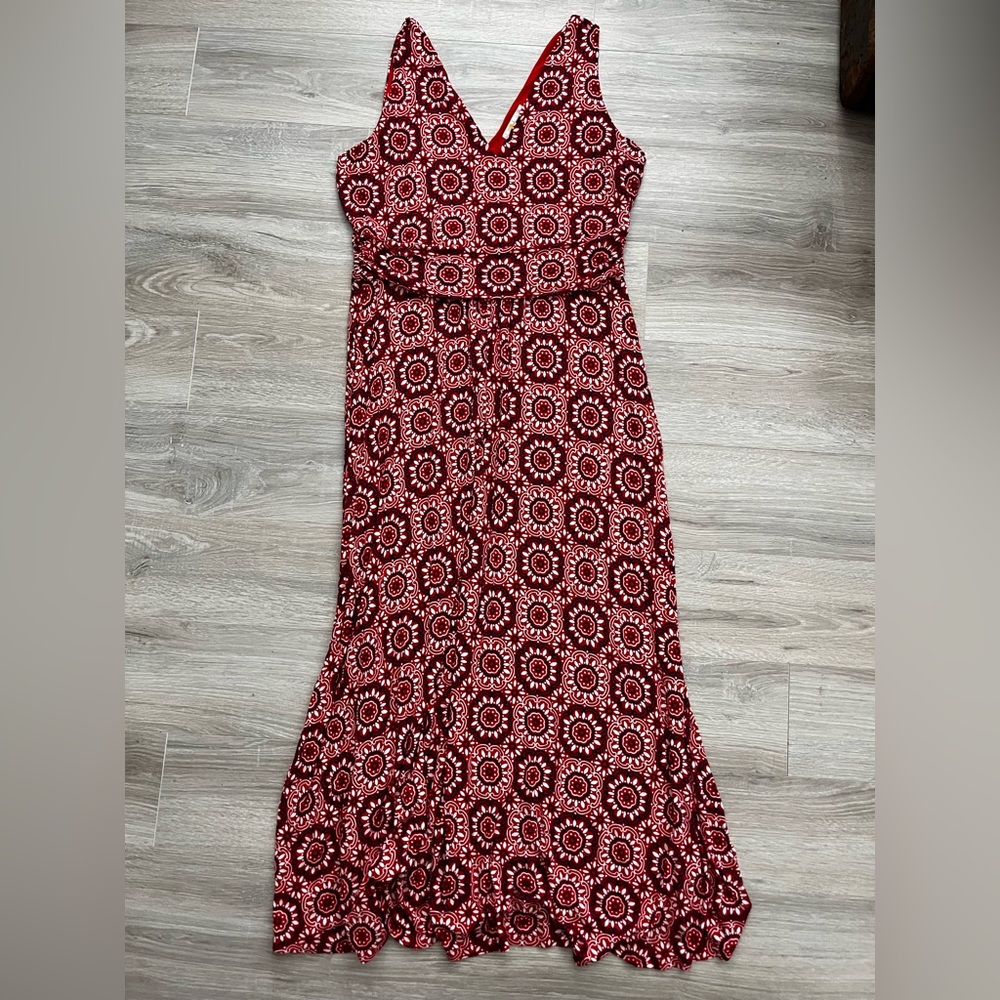Boden Women’s Sienna Maxi Dress Red Tile Print Sleeveless - Size 14 - Picture 2 of 7